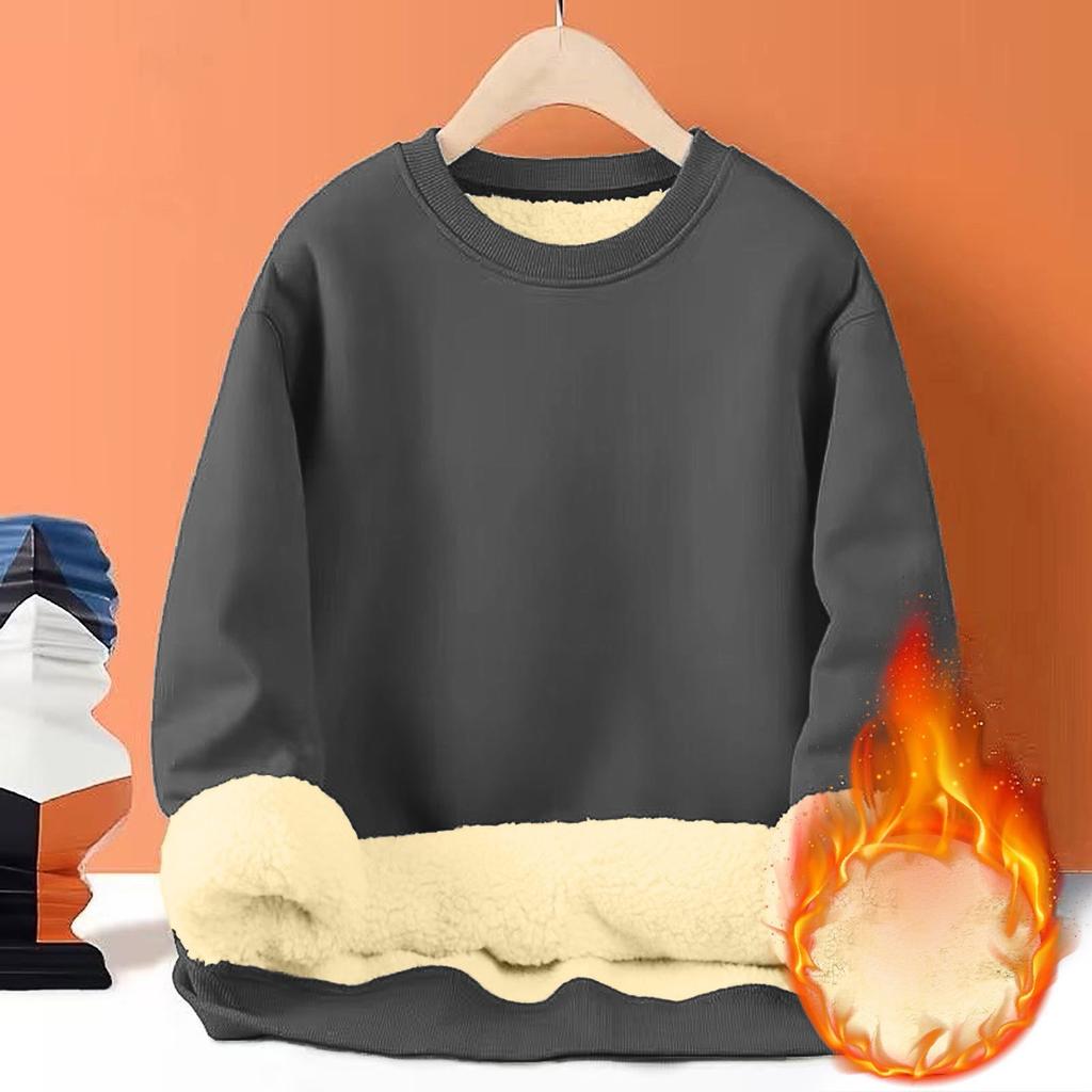 Sweatshirts für Herren, langärmelig, Fleece, lässig, flauschig, Rundhalsausschnitt, Pullover, warm, für den Winter