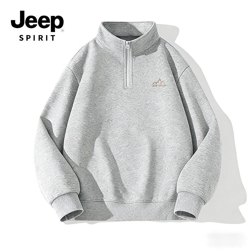 JEEP SPIRIT Men s Half-Zip Stand Collar Pullover Sweatshirt 3XL