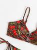 2025 Cross-Border Lace-Up Printed Bikini Swimsuit for Women - European & American Style