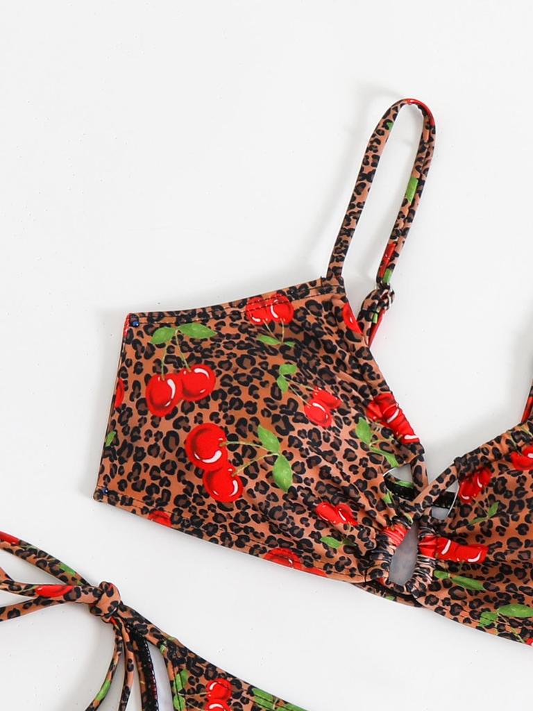 2025 Cross-Border Lace-Up Printed Bikini Swimsuit for Women - European & American Style