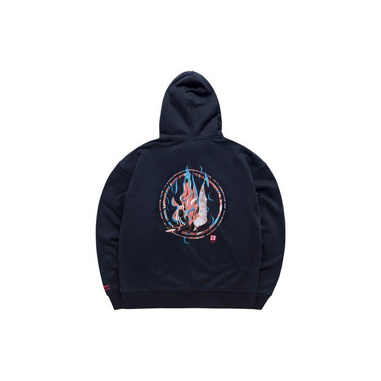 Li Ning SS20 Paris Fashion Week Logo Print Hoodie Herren Hoodies Schwarz AWDQ241-1