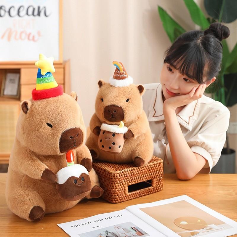 Capybara Plush Animal Doll Fruit Milk Tea Birthday Gift Flower Decoration Toy