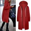 Women's Fashionable Solid Color Long Sleeved Pocket Long Hoodies Zipper Casual Coat Fall Jackets Sweatshirts Clothes
