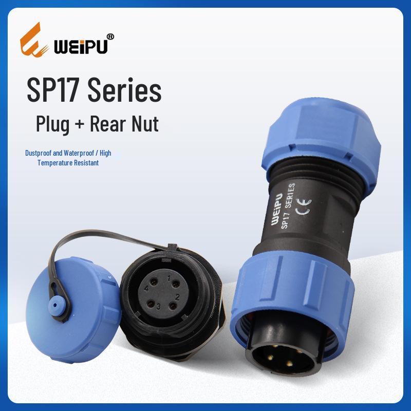 Weipu SP17 4-Pin Aviation Plug Mating Nut Socket Set, IP67 Waterproof Connector
