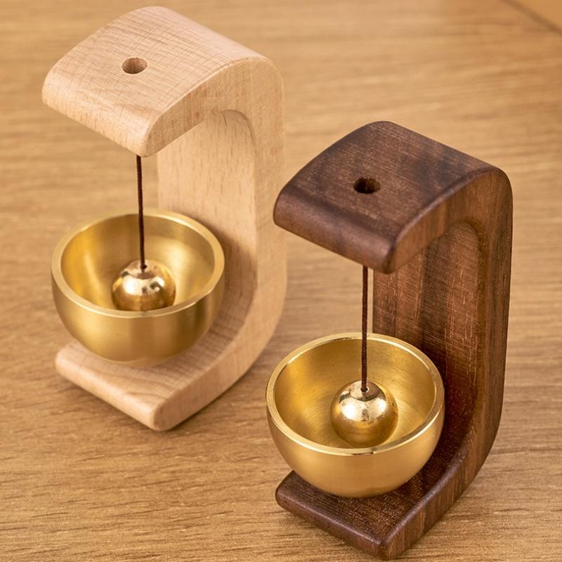 Magnetic Wood Doorbell Chime Hanging Wooden Wind Chimes Copper Bell Walnut Doorbells Vintage Door Bell Home Decorations
