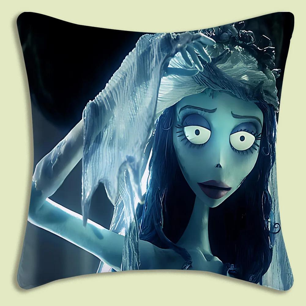 C-Corpse Bride Cartoon Anime Pillow Covers Cartoon Sofa Decorative Home Double-Sided Printing Short Plush Cute Cushion Cover
