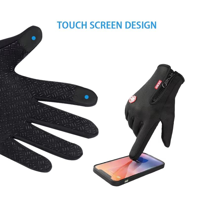 Men Women Cycling Winter Warm Sport Gloves Touchscreen Outdoor Fishing Splash-proof Skiing Snowboard Nonslip Zipper Gloves