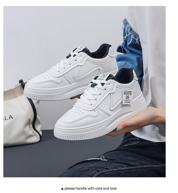 

2025 spring and autumn new heightening board shoes women s versatile sports spring platform explosion student casual white shoes women s shoes 35