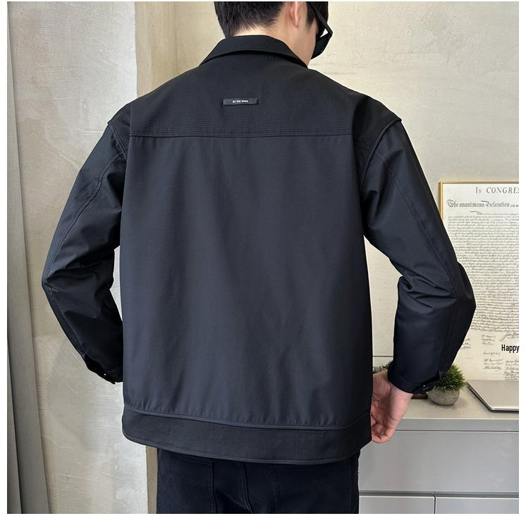 2025 Men's Casual Street Style Jacket - Trendy Lapel, High-End Workwear for Spring & Autumn