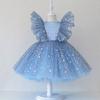 Cute Baby Girls Princess Dress Sequin Shiny Newborn Girls Pageant Gown For 1st Birthday Party Infant Fluffy Wedding Clothes