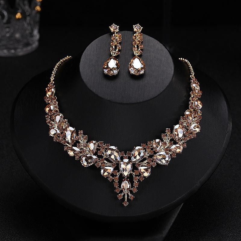 Atmospheric Bridal Necklace Earrings Zircon Wedding Jewelry Set Wedding Dress Evening Dress Accessories Wedding Banquet Jewelry