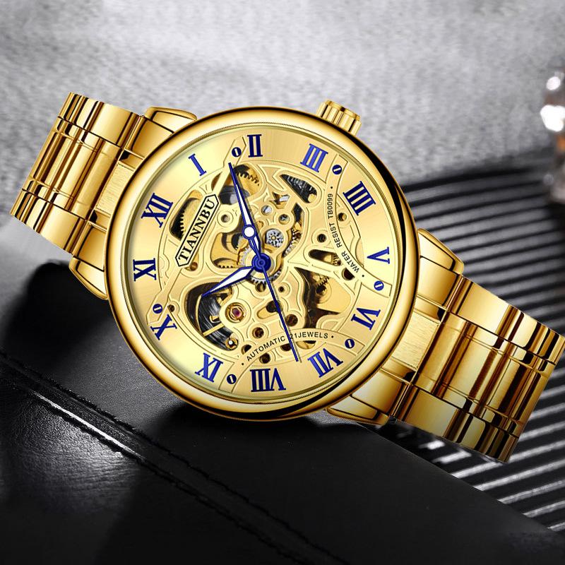 Fully Automatic Mechanical Watch Luminous Watch Hollow Tourbillon Mechanical Watch Waterproof Mechanical Watch Trendy Men'S Watch