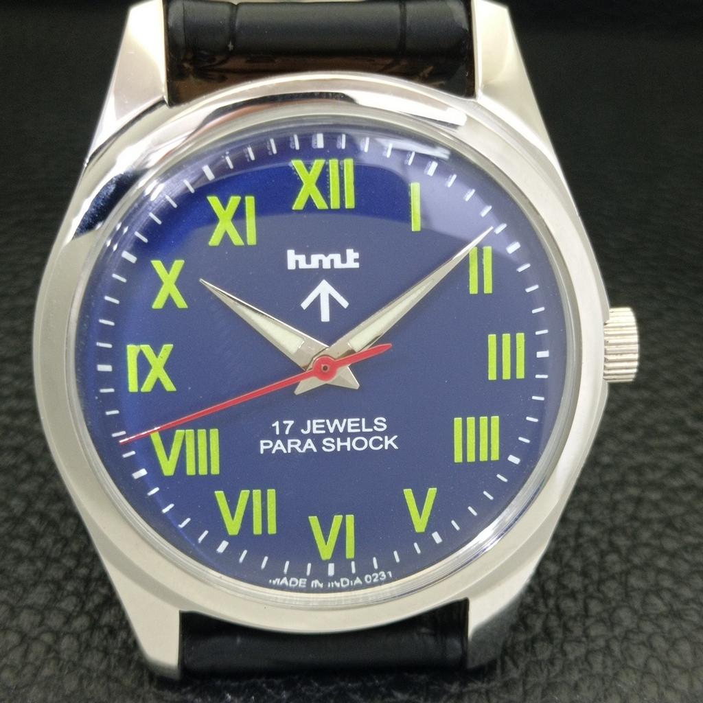HMT HAND-WINDING VINTAGE INDIAN MENS BLUE COLOR DIAL WATCH A441012-4