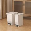 Double Open Cover Wastebasket Pedal-operated Recycle Bin Plastic Largecapacity Kitchen Garbage Can with Rear Wheels Bathroom Bin