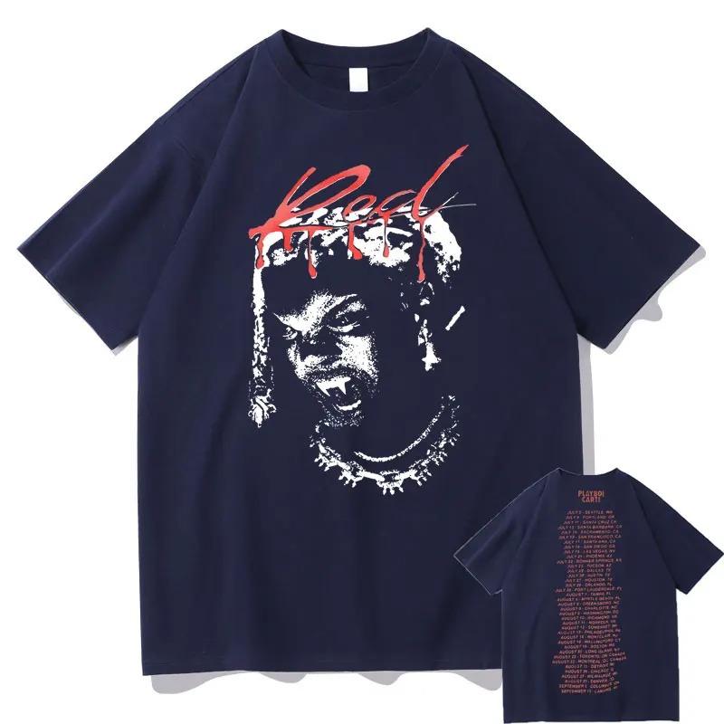 Rapper Playboi Carti New Album Whole Lotta Red Graphic Logo Tshirt Streetwear Mens Hip Hop T Shirt Men Women Fashion T-shirts
