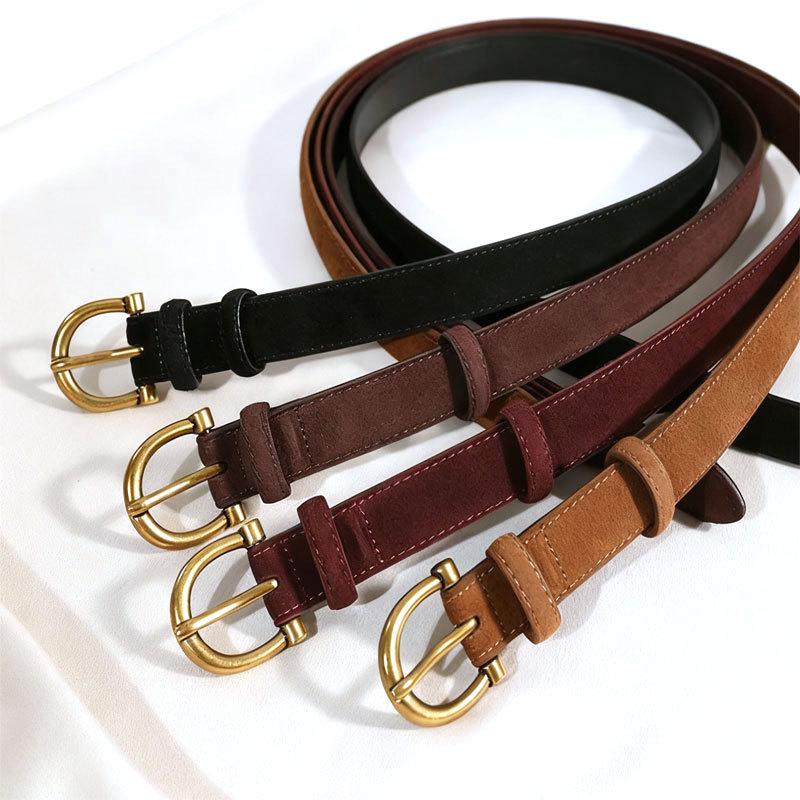 Women's Velvet Retro Fashion Leather Belt for High-End Jeans and Dresses