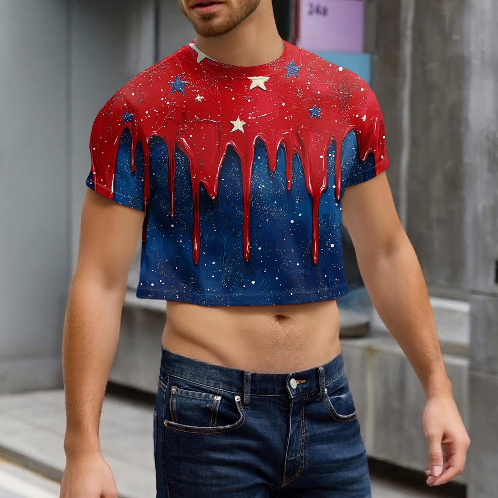 

Мужской полукрой повседневный пляжный топ с круглым вырезом и короткими рукавами XXL