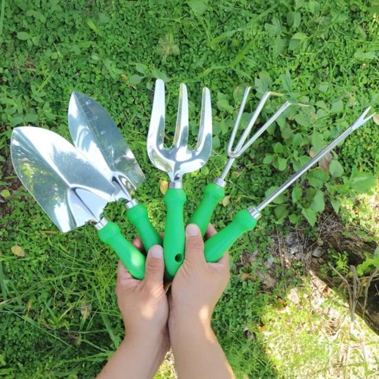 Gardening Tool Set Stainless Steel Trowel with Non-Slip Handle Transplanter Tool Hand Rake with Storage Tote Gift