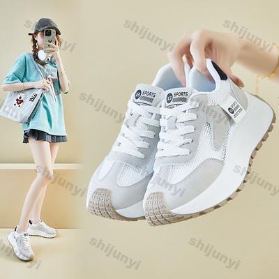 Damen Vulkanisierte Schuhe 2025 Frühling Sommer Neu Schnür-Chunky-Sneakers Atmungsaktives Mesh Hohl Bequem Mode Freizeitschuhe