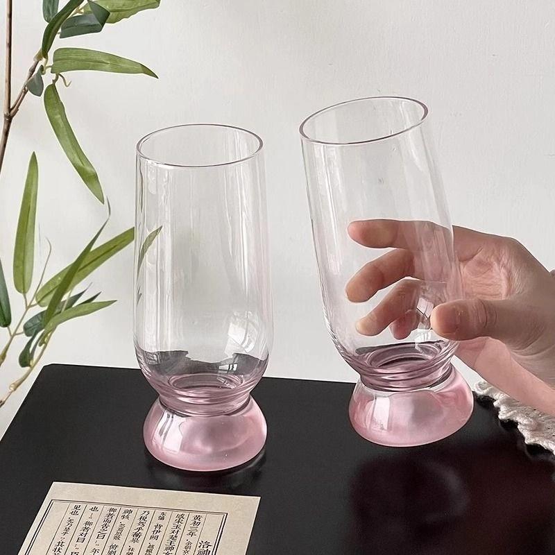 Pink Mountain View Glass Cup High Value Cocktail Tea Juice Bubble Creative Water Bottle