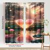 2PCS Lotus Pond Heart Rhyme Music Symbol Curtains   Sweet Wind   Bedroom and Living Room   Drawbar Pocket Decorative Curtains