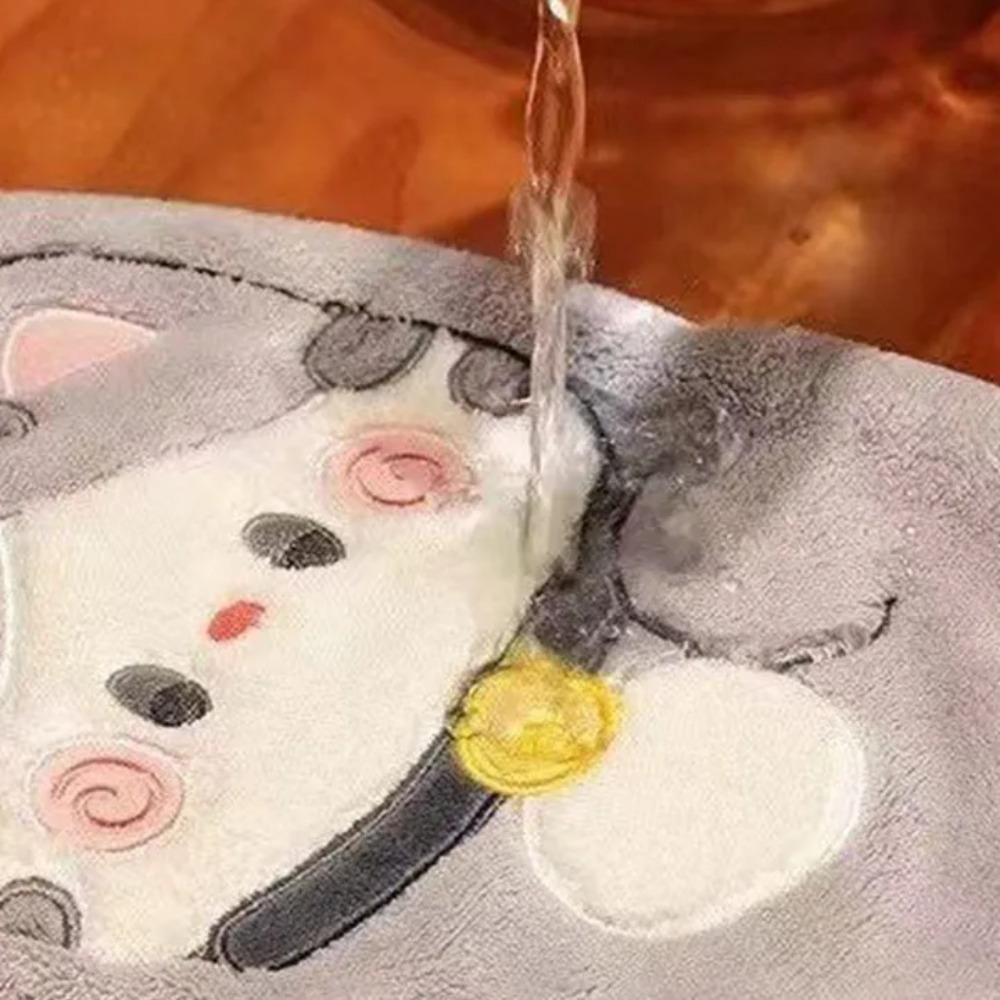 Niedliches Katze Handtuch Schnelltrocknendes Küchenputzlappen Korallenvlies Cartoon Tier Saugfähig Badezimmer Hängehandtuch Haushaltswaren