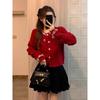 2026 Autumn/Winter French Chic Beaded Knit Jacket with Pearl Collar – Versatile Design 