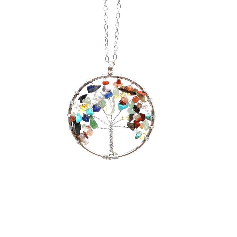 

Natural Amethyst Gravel White K Winding Tree Of Life Fortune Tree Pendant Necklace N152