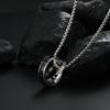 1pc Stainless Steel Double Ring Pendant Necklace, All-match Men's Trendy Hip-hop Simple Ring Pendant Necklace