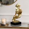 Gold Black White Figurine Abstract Faceless Sculpture, Modern Minimalist Silence Resin Statue, Luxury Light Figure Home Decor for Office