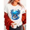 Axolotl Ramen Fashion Letter Print T-shirt, Short Sleeve Crew Neck Casual Top for Summer & Spring, Women's Clothing
