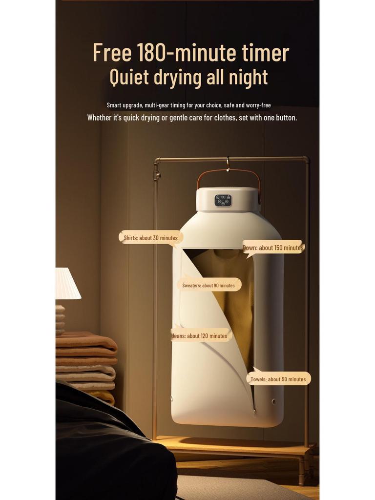 Compact Foldable Automatic Clothes Dryer - Fast Drying & Sterilization for Home & Dorms