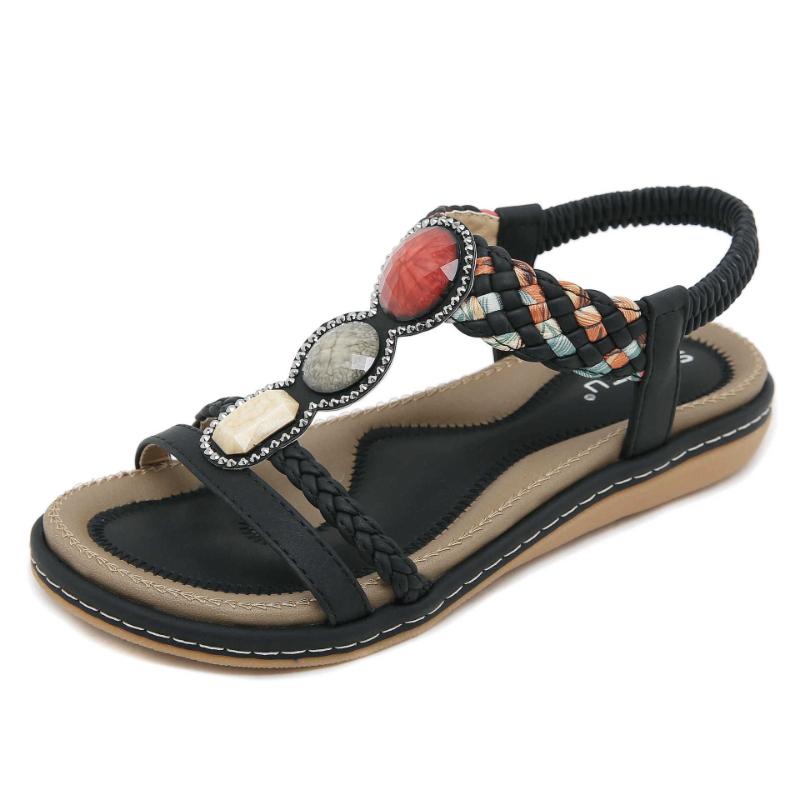 Fashion Summer 2025 New Soft Bottom Flat Sandals For Women Versatile And Fashionable Elastic Straps, Lightweight Sandals Casual