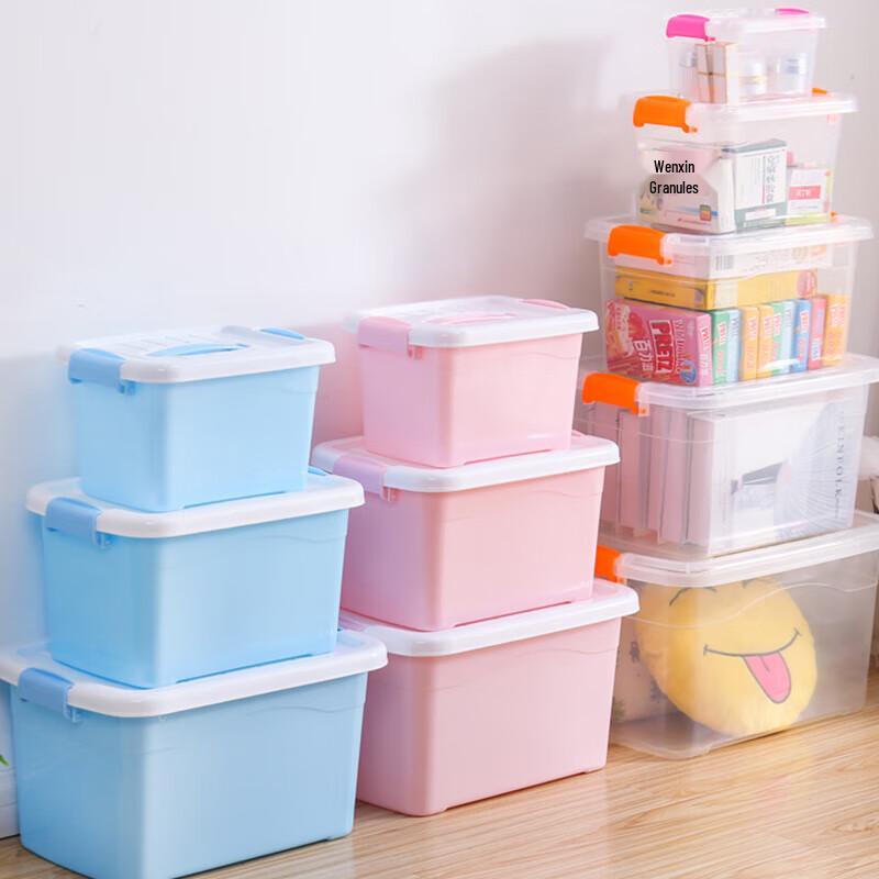 Transparent Plastic Storage Bin with Handle