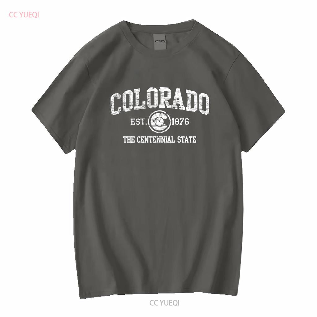 Colorado Flag Vacation Souvenir Mountains Womens or Mens Crewneck T Shirt Long Short Sleeves Vintage Washed Breathable Casual