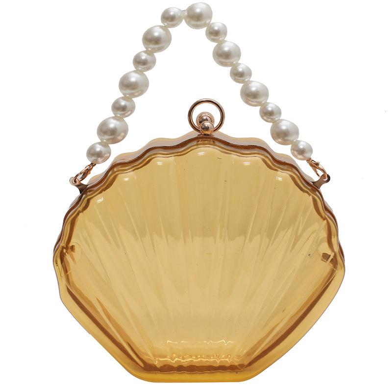 

Сумка-ракушка женская 2024 новая сумка через плечо с жемчужной цепочкой корейская версия прозрачная акриловая сумка жёлтый