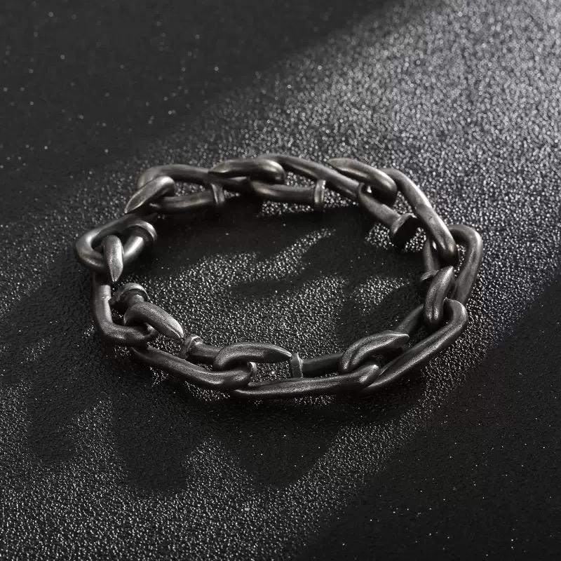 Creative Vintage Nail Hook Interlocking Bracelet Minimalist Versatile Chain Punk Style Trendy Jewelry for Women