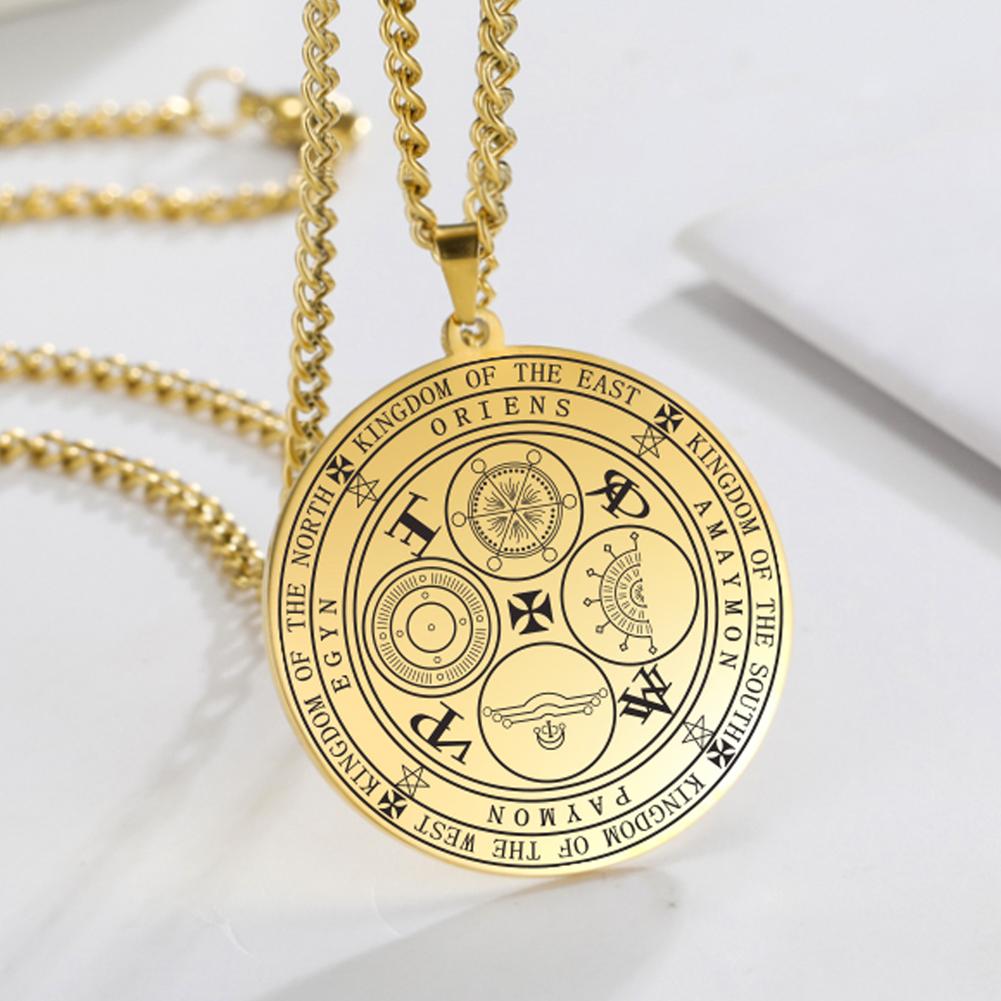Dawapara Four Powerful Archangels Necklace The Seals of The Four Emperors Kingdom of Spirits Rulership Stainless Steel Amulet