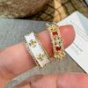 Vintage und Eleganter Farbblock-Inlay Diamantgebürsteter Ring Mode Exquisite Ringe Schmuck Geschenk