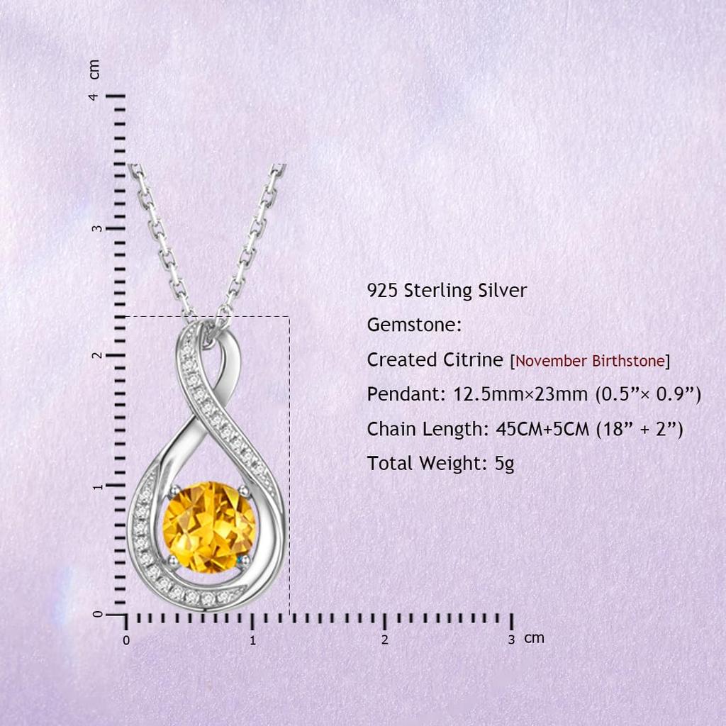 [Gemlanto] Sterling Silver 925 Citrine Teardrop Necklace for Women, November Birthstone, 18K Gold Plated, Gift Wrapped, Perfect for Birthdays and