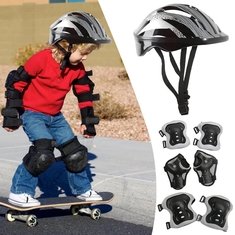 Set di 7 Pezzi di Attrezzatura Protettiva Sportiva per Bicicletta Casco di Sicurezza Regolabile per Bambini Set di Protezioni 48-55cm per Skateboard/Bicicletta/Pattinaggio/Ciclismo