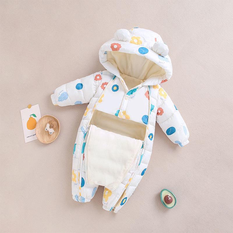 Warmer dicker Fleece Baby Strampler mit langen Ärmeln Neugeborenes Baby Winter Krabbelkleidung