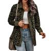 Women's Leopard Print Cardigan Jacket with Button Front and Lapel Collar, Loose Fit Long Sleeve