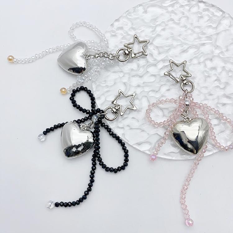 Beautiful Heart Keychain Charm Elegant Bowknot Keyrings for Fashion Enthusiasts