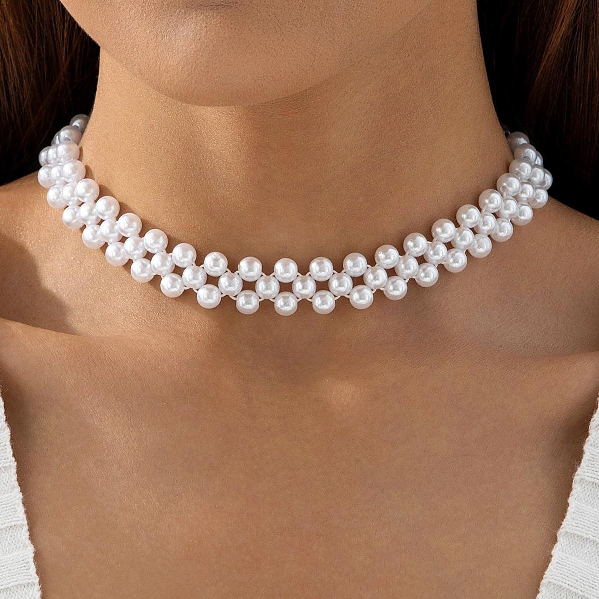 Новое ретро жемчужное ожерелье на ключицы темпераментное бусины двойной слой преувеличенный набор ожерелий