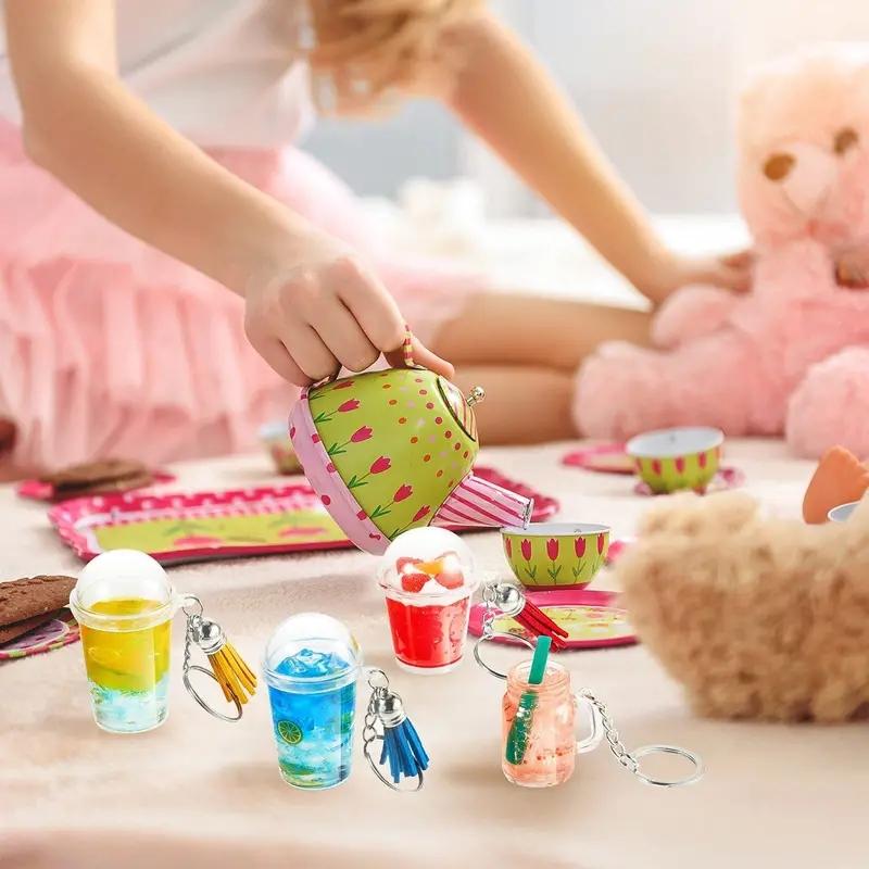 100Pcs Mini Cup Summer Drinks Pendants DlY Keychain Making Accessories,for DIY Keychain Decors Making Kit