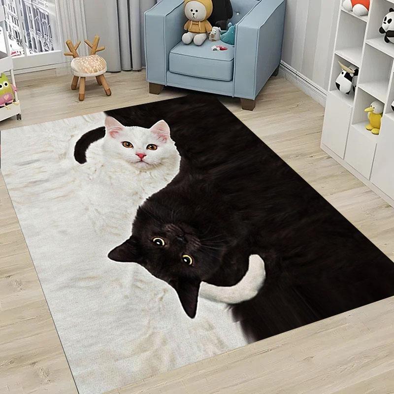 3D Printing Cat Large Area Carpets for Home Living Room  Children's Bedroom Sofa Doormat Kitchen Floor Rugs Anti-slip Decor Gift