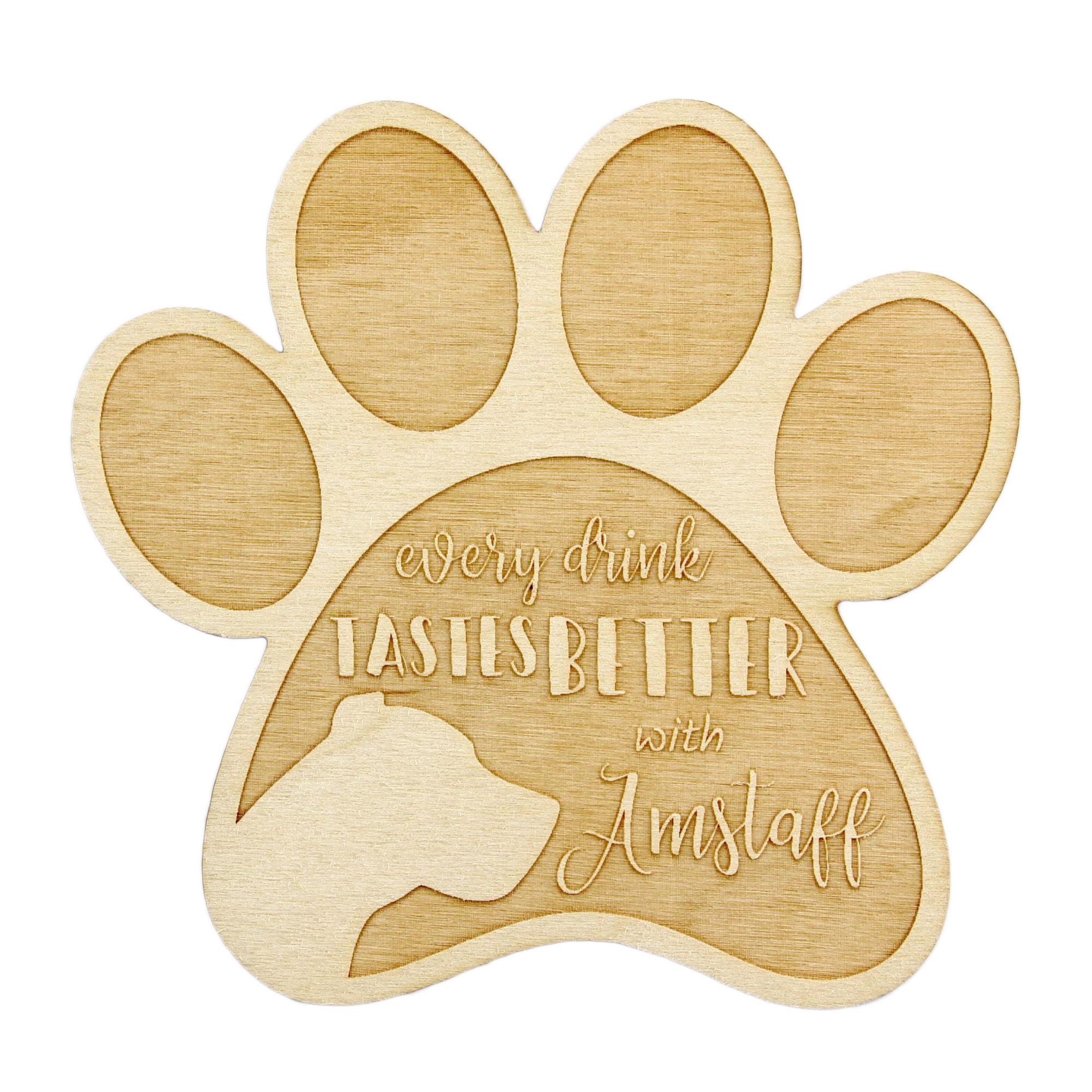 

American Staffordshire Terrier, Amstaff - Mug coaster, engraved coaster with dog, gift for dog lover by Art-Dog brand