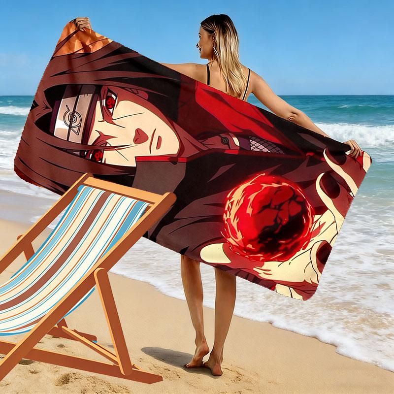 Naruto Anime Uchiha Sasuke Print Beach Towel, Large Soft Quick Dry Towel for Beach Camping Swimming