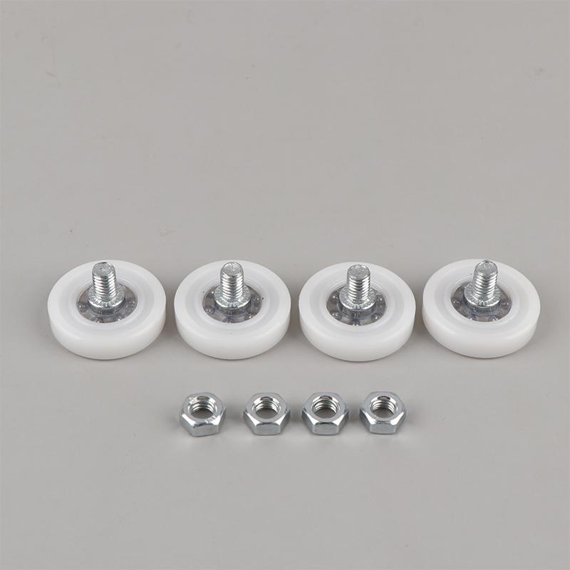 Smooth Sliding Drawer Bearing Pulley 4Pcs with Screw M6 External Thread Wear Resistant Wheels for Closet Cabinet Moving